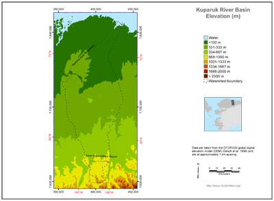 Kuparuk River Basin Elevation